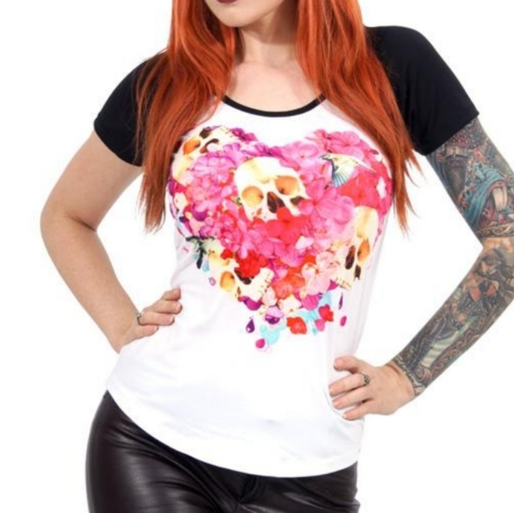 Liquorbrand Flowers & Skulls Collage Tee
